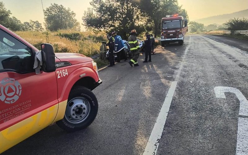 Protección Civil Michoacán en el lugar del suceso